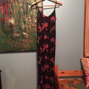 Reformation Red and Black Floral Maxi Dress